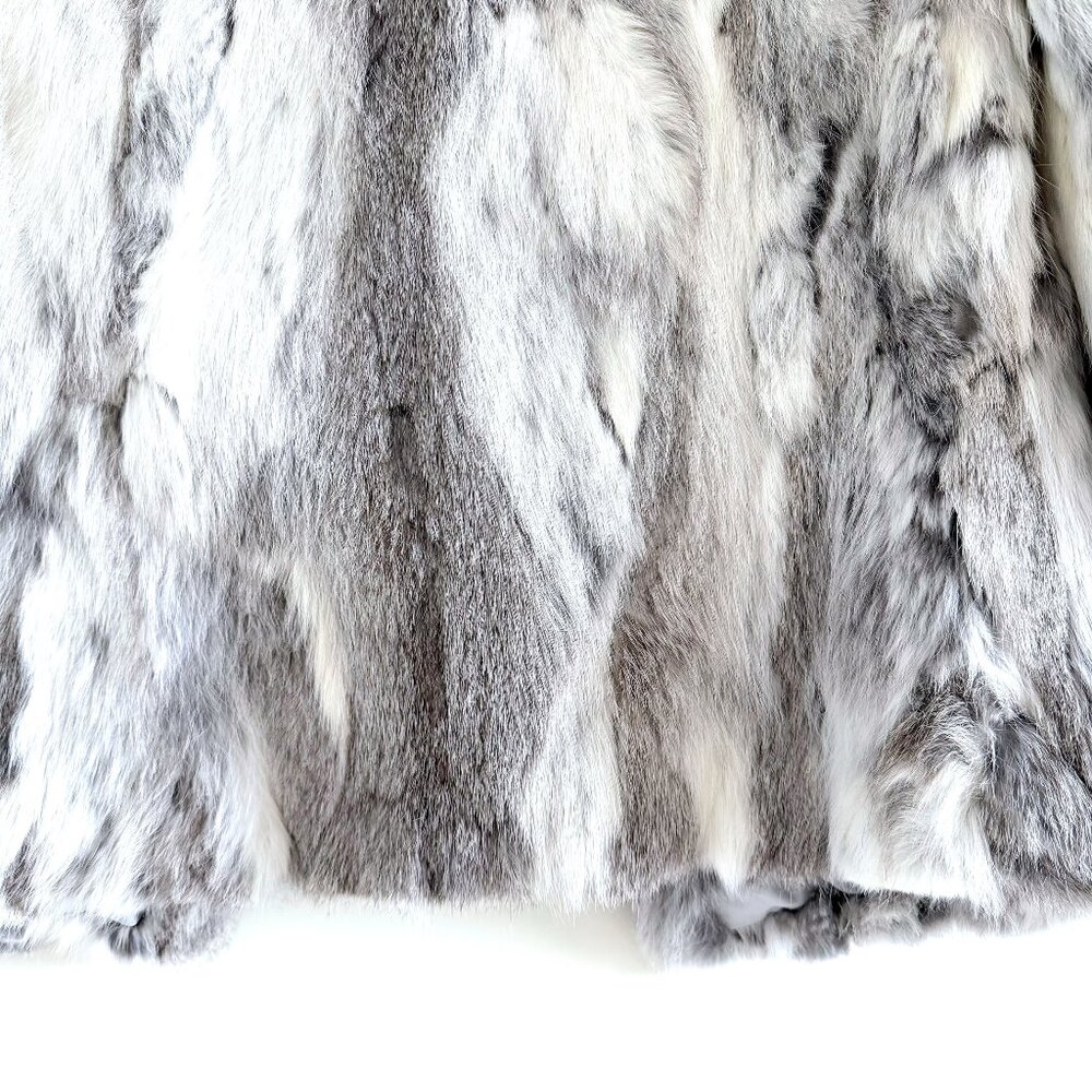 New Arielle Rabbit Fur Jacket in Multi-Grey Size Medium - Picture 11 of 13
